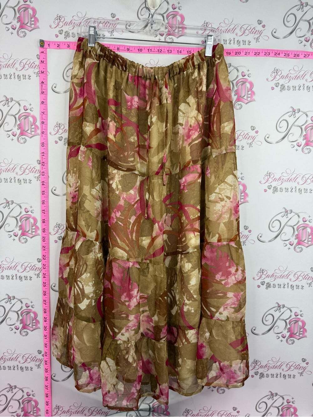 Alfred Dunner skirt ruffle tier Brown & Pink Tiered Midi Skirt